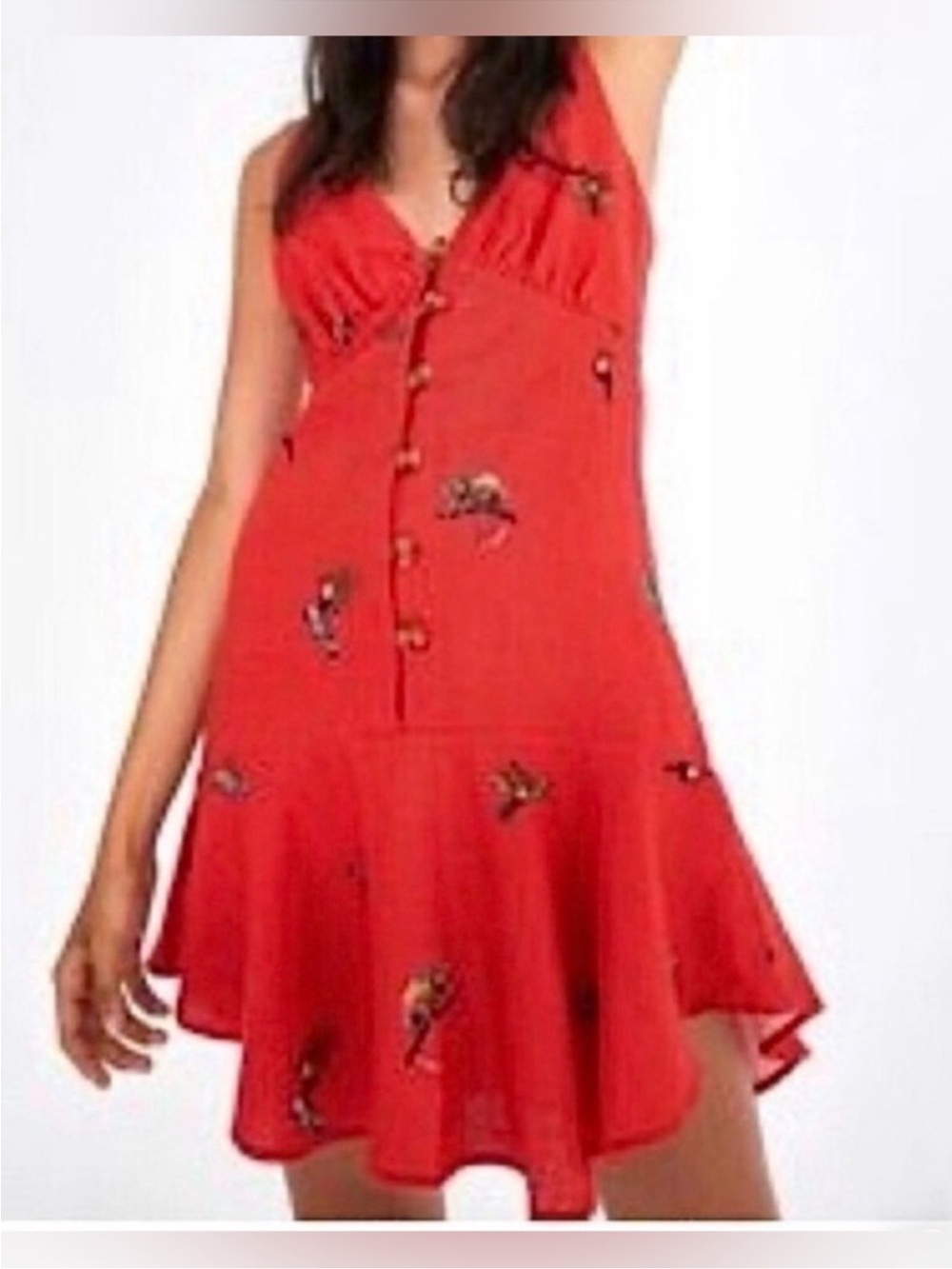 FARM RIO Linen Toucan Mini Dress